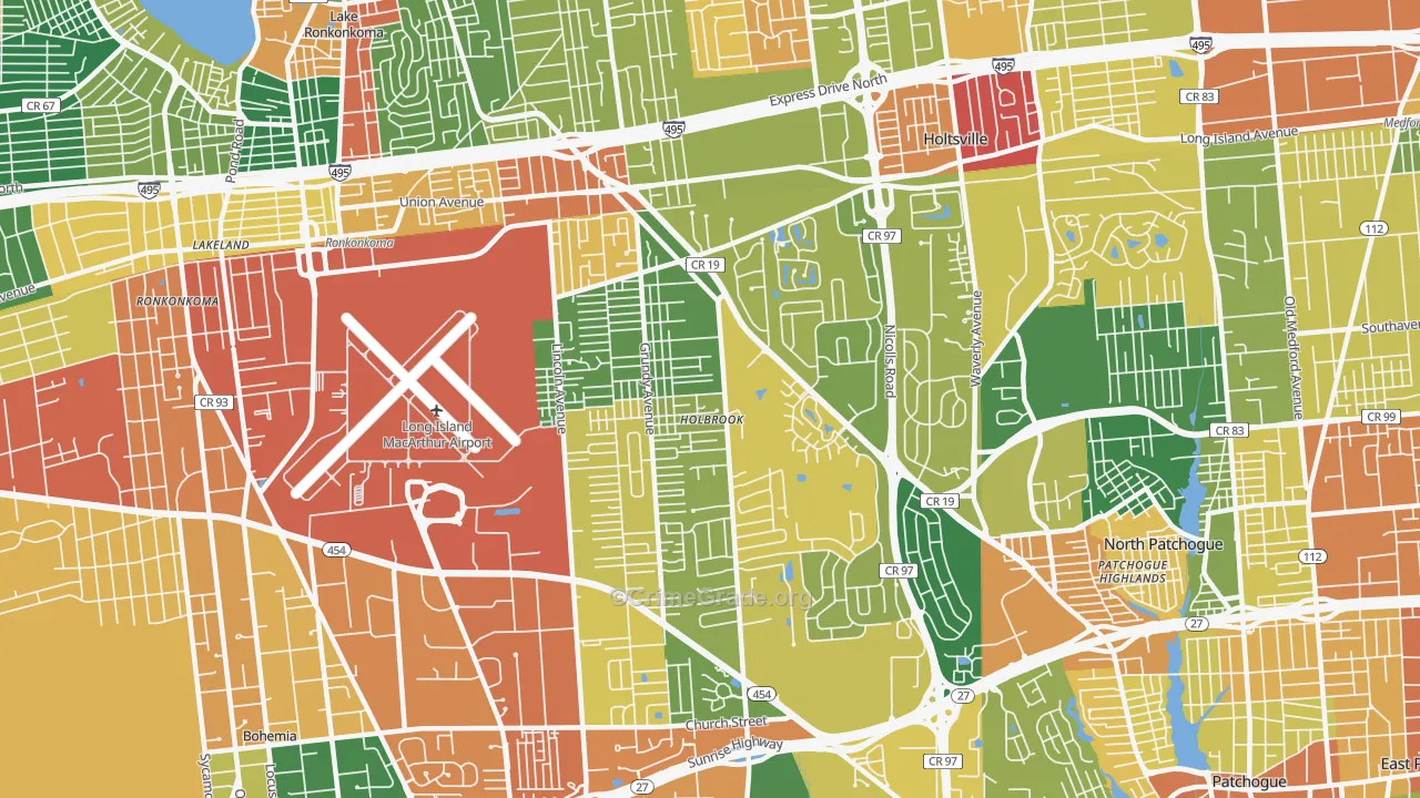 Holbrook, NY Map of Burglary Rates