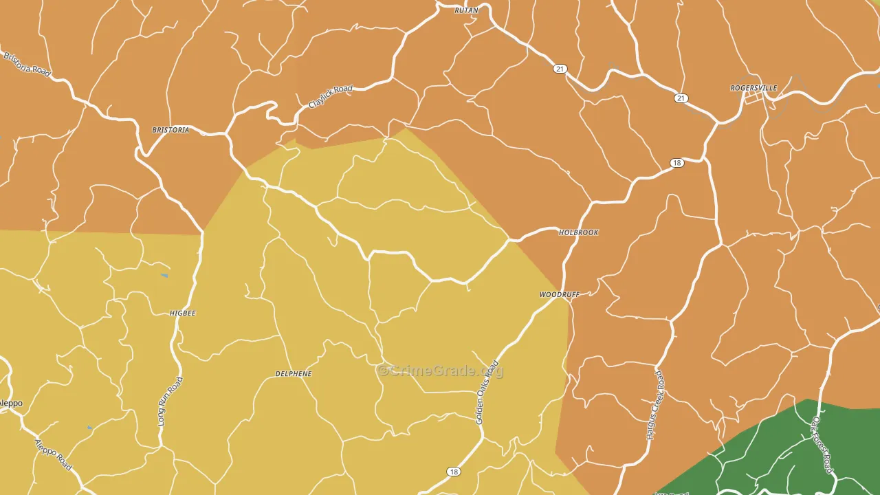 Holbrook, PA Map of Burglary Rates