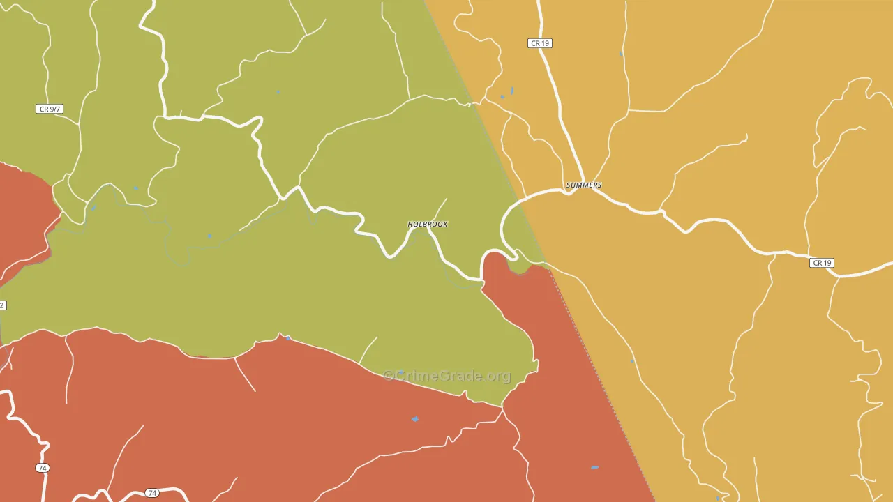 Holbrook, WV Map of Burglary Rates