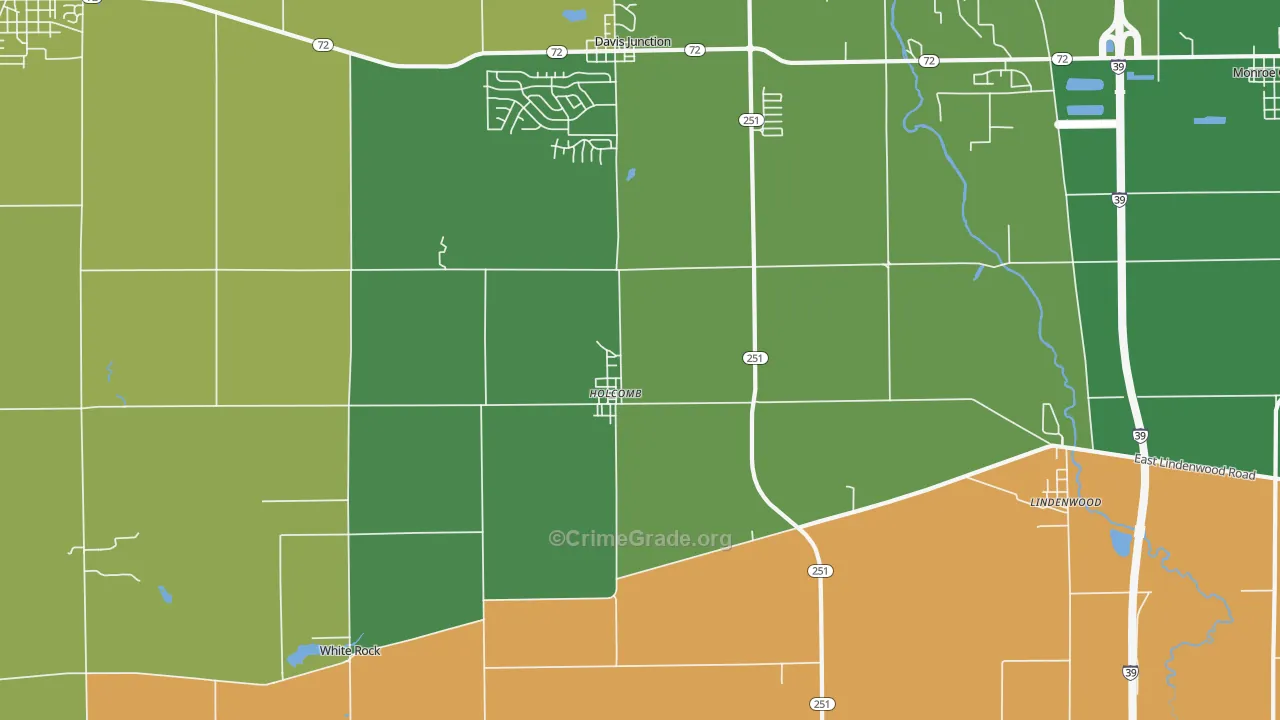 Holcomb, IL Map of Burglary Rates