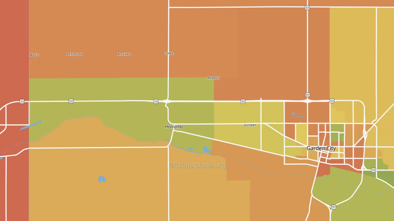 Holcomb, KS Map of Burglary Rates