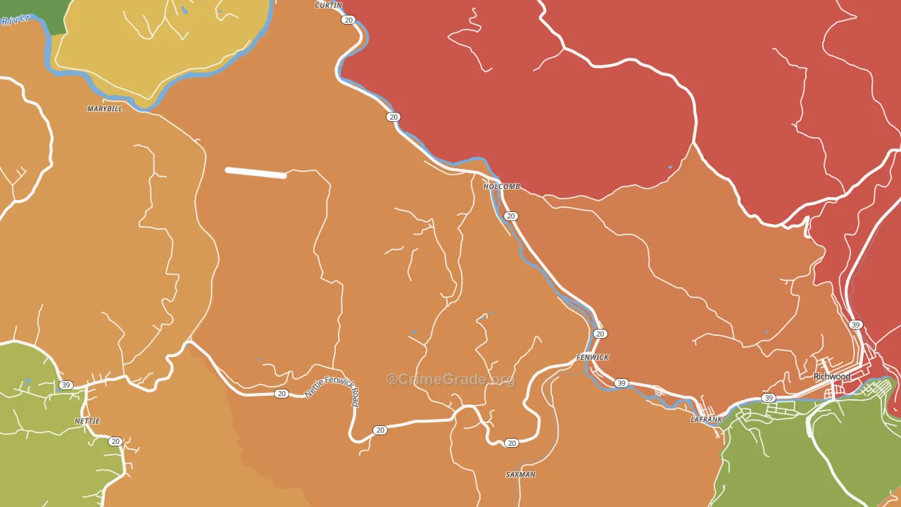 Holcomb, WV Map of Burglary Rates
