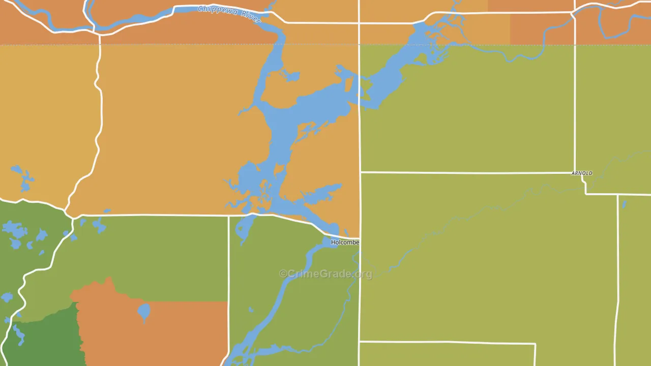 Holcombe, WI Map of Burglary Rates