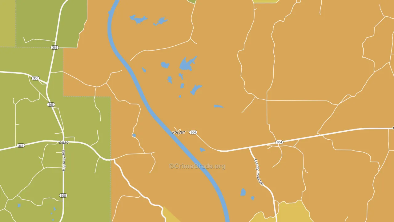 Holcut, MS Map of Burglary Rates