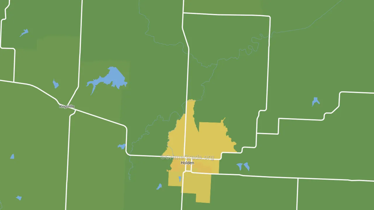 Holden, MO Map of Burglary Rates