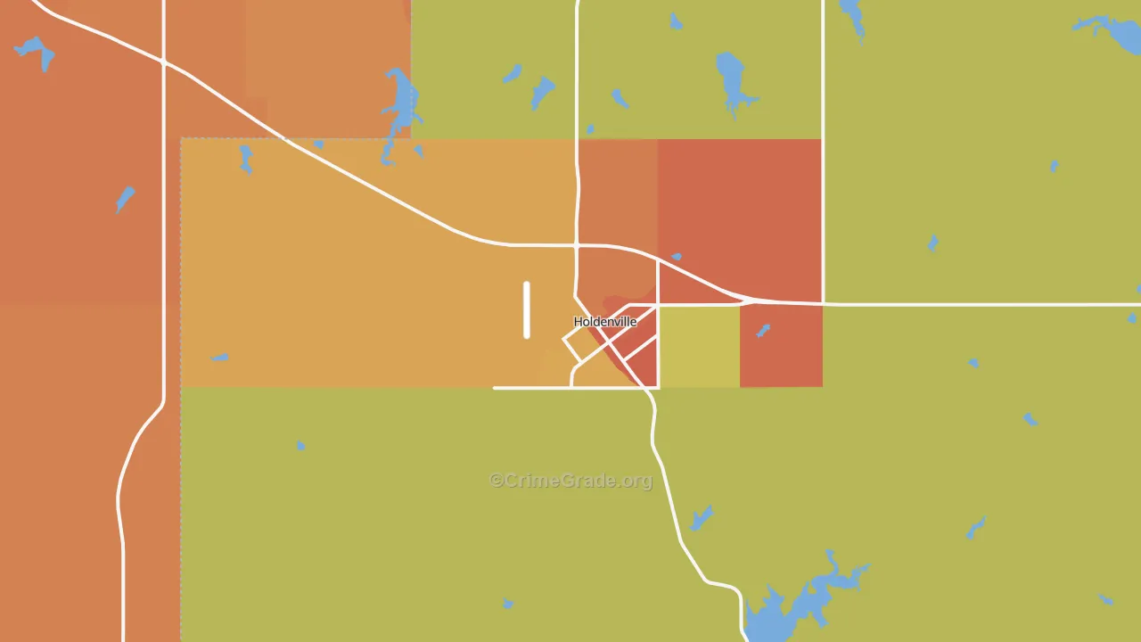 Holdenville, OK Map of Burglary Rates