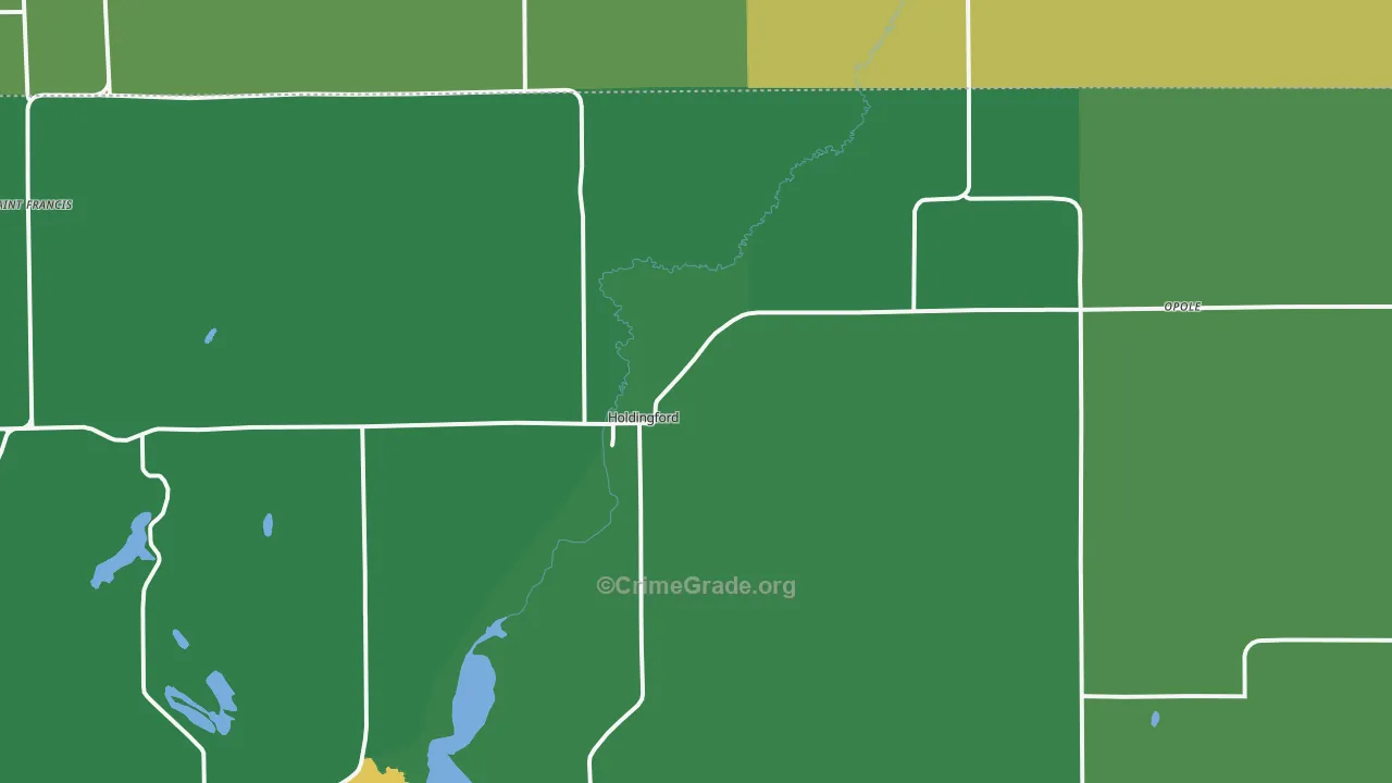 Holdingford, MN Map of Burglary Rates