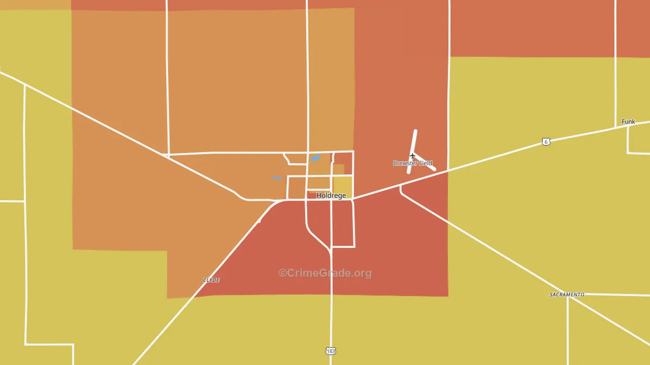 Holdrege, NE Map of Burglary Rates