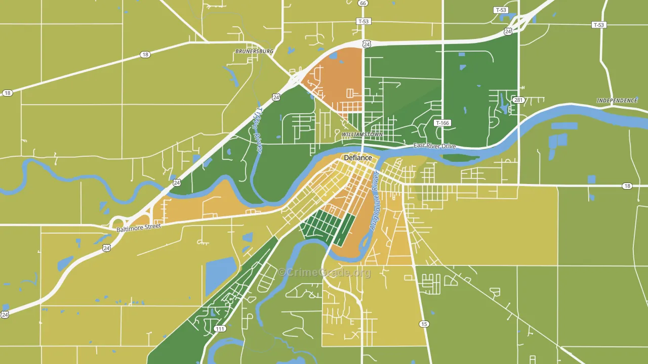 Holgate Avenue Historic District, Defiance, OH Map of Burglary Rates