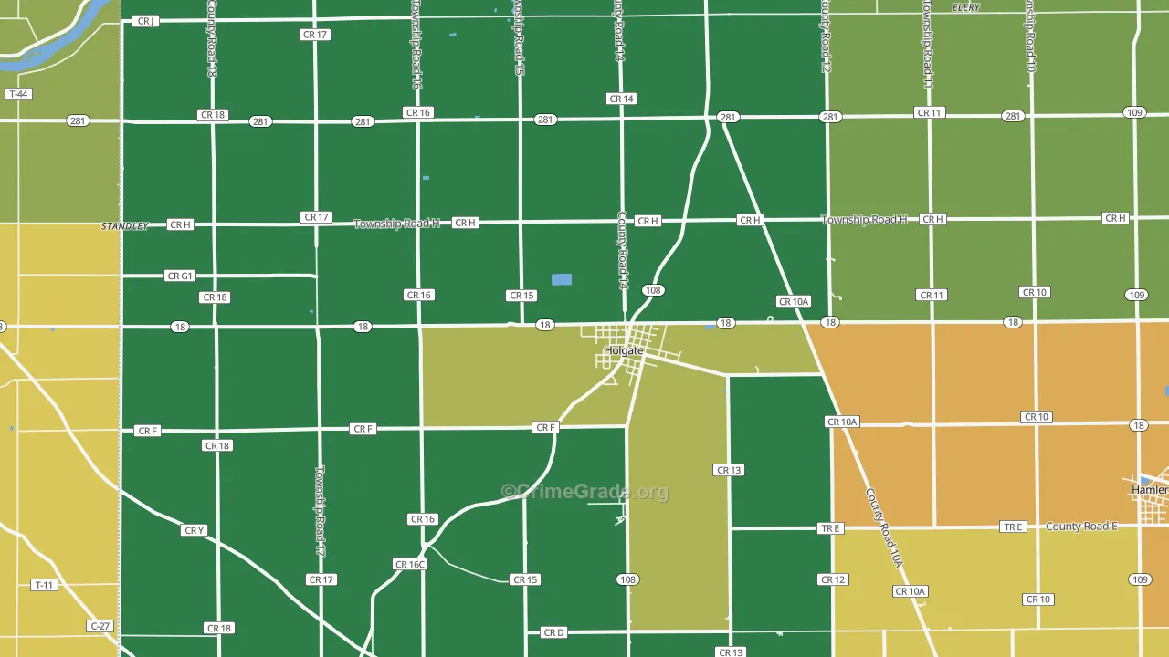 Holgate, OH Map of Burglary Rates