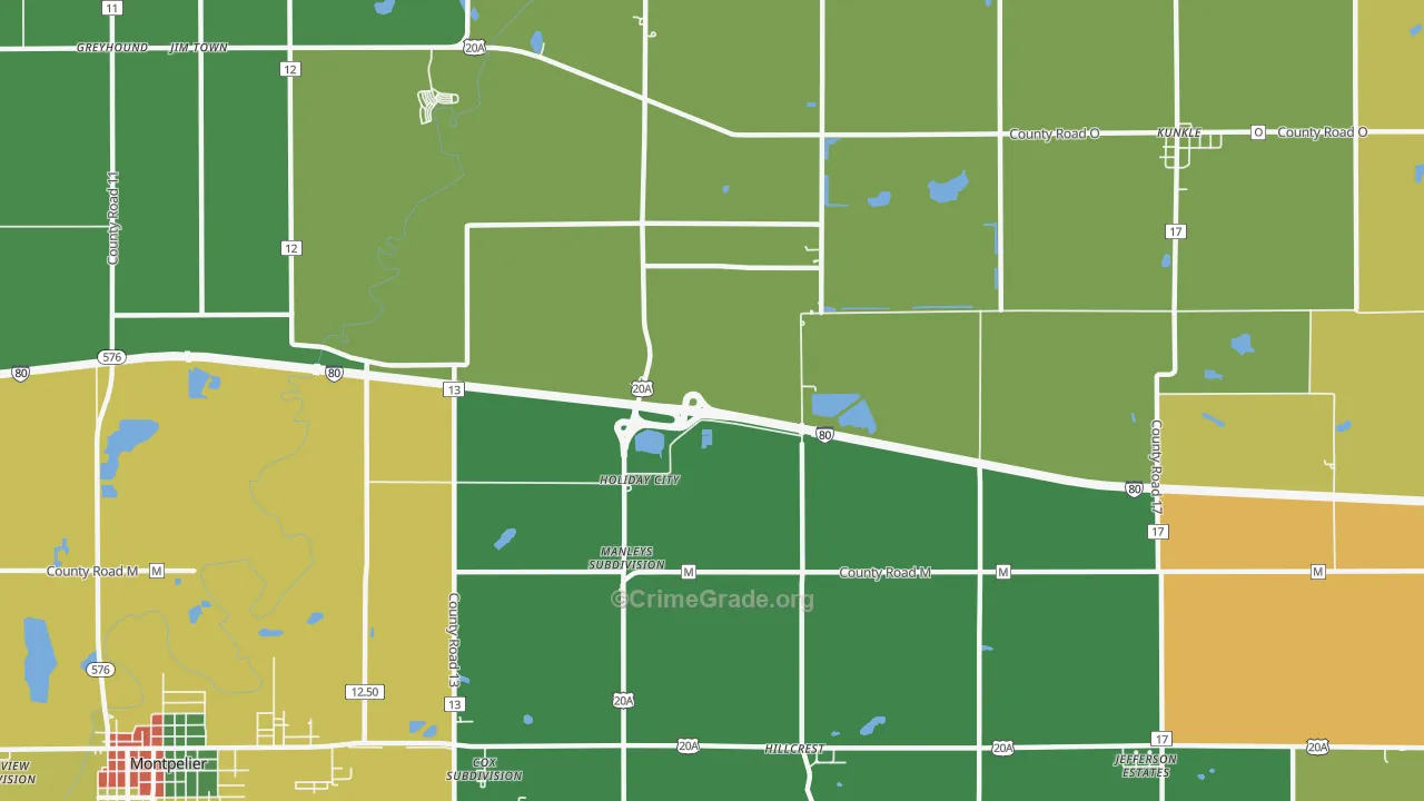 Holiday City, OH Map of Burglary Rates