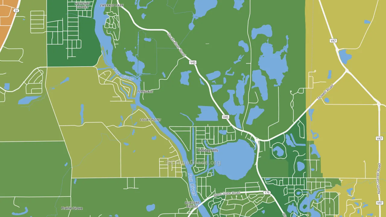 Holiday Hills, IL Map of Burglary Rates