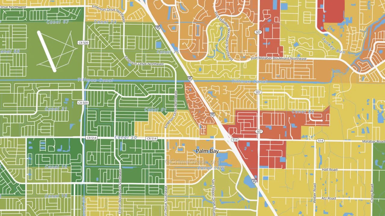 Holiday Park, Palm Bay, FL Map of Burglary Rates