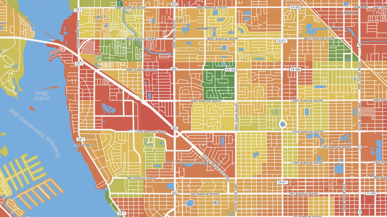 Holiday Park, St. Petersburg, FL Map of Burglary Rates