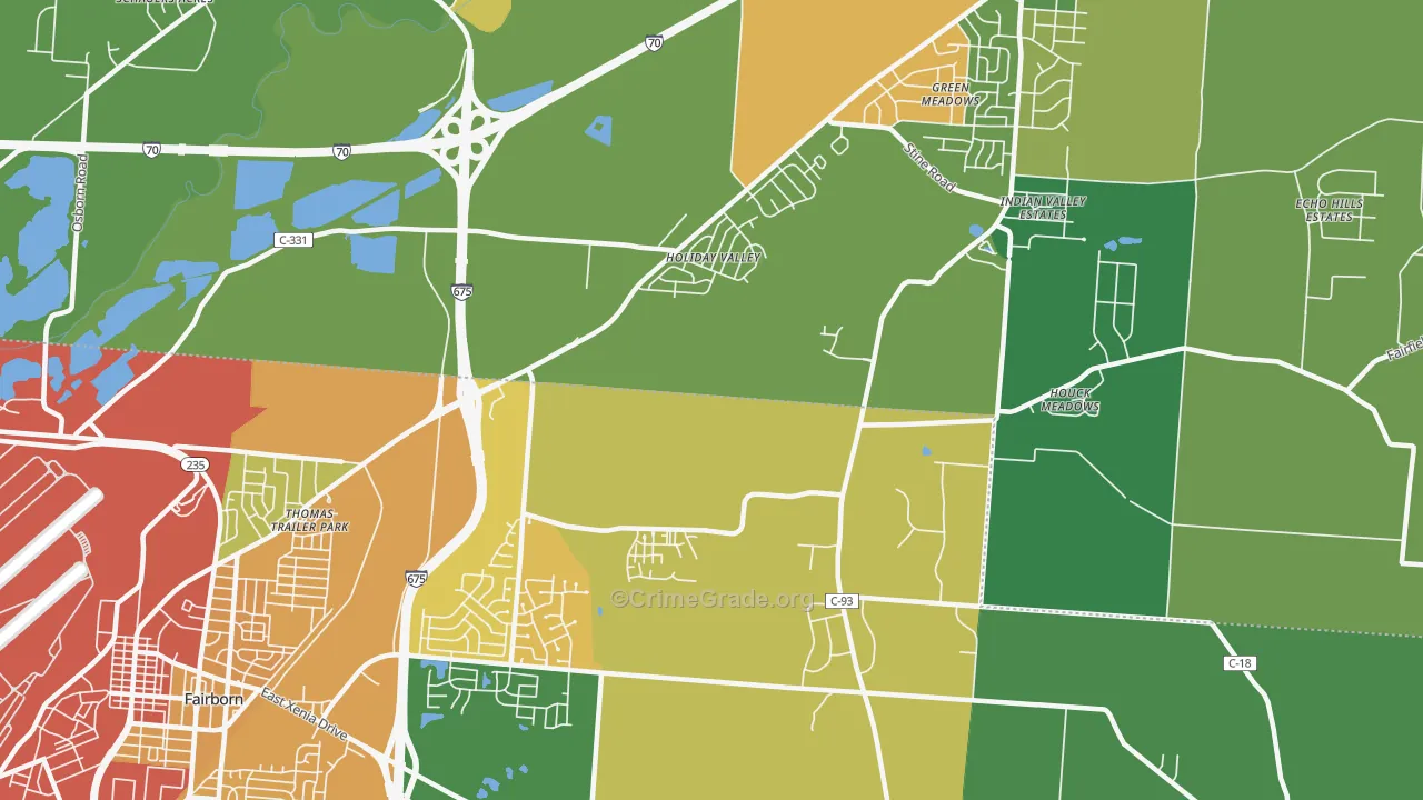 Holiday Valley, OH Map of Burglary Rates