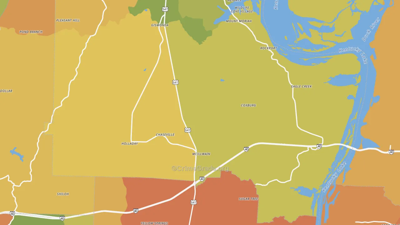 Holladay, TN Map of Burglary Rates