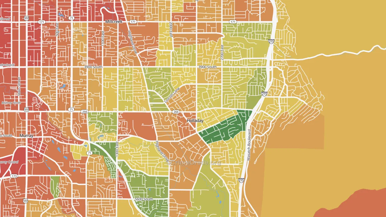 Holladay, UT Map of Burglary Rates