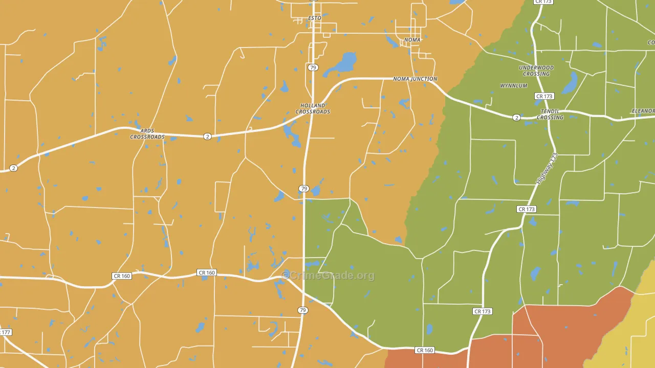 Holland Crossroads, FL Map of Burglary Rates