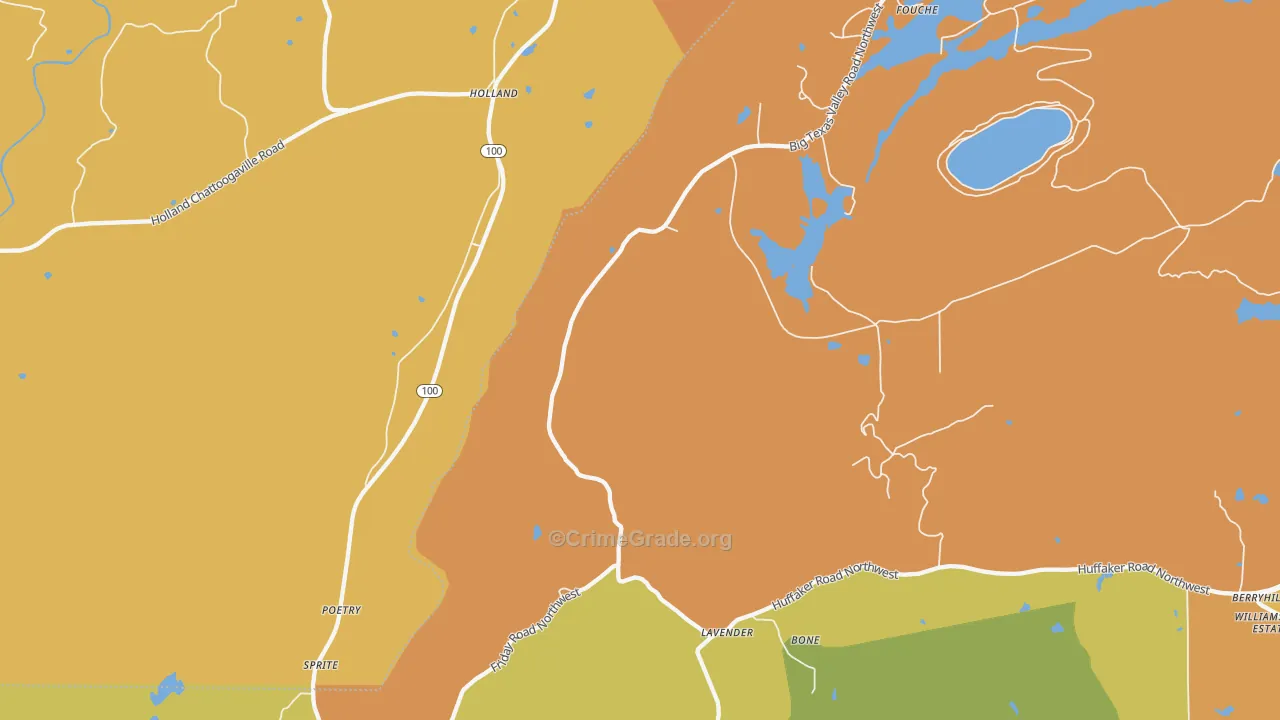 Holland, GA Map of Burglary Rates