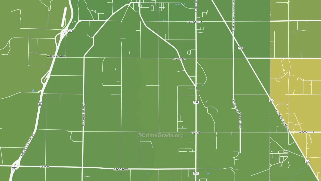 Holland Gin, AL Map of Burglary Rates