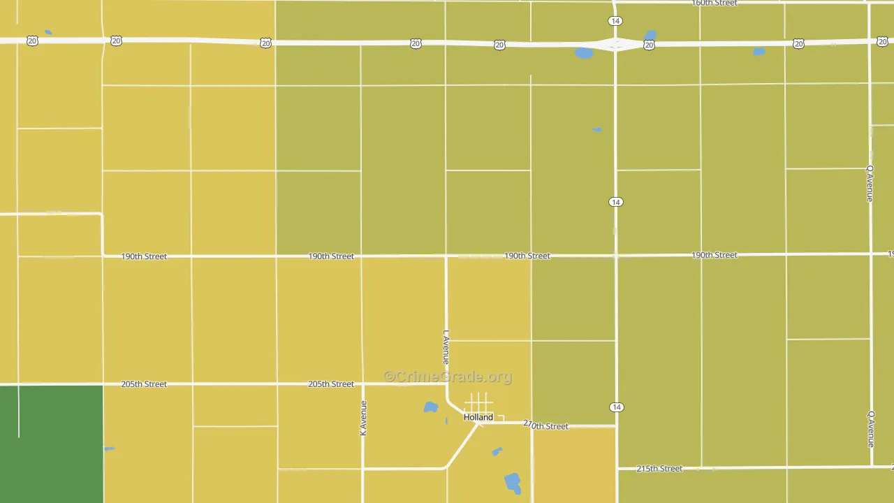 Holland, IA Map of Burglary Rates