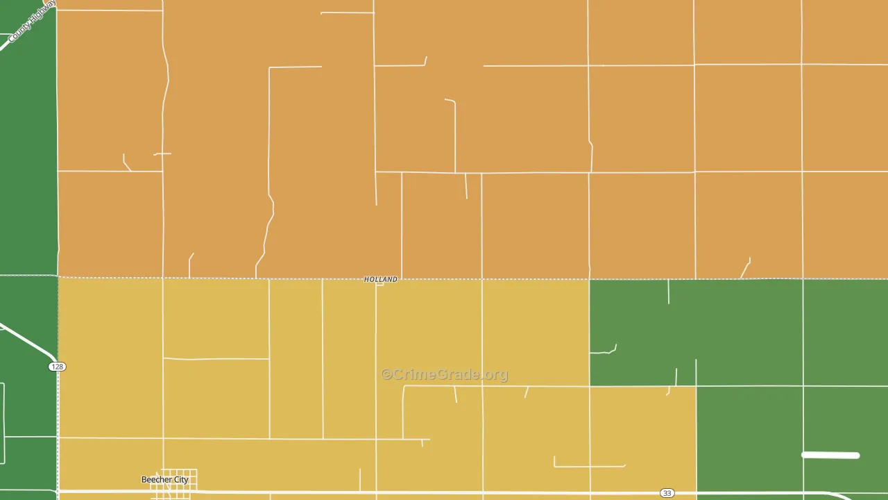 Holland, IL Map of Burglary Rates