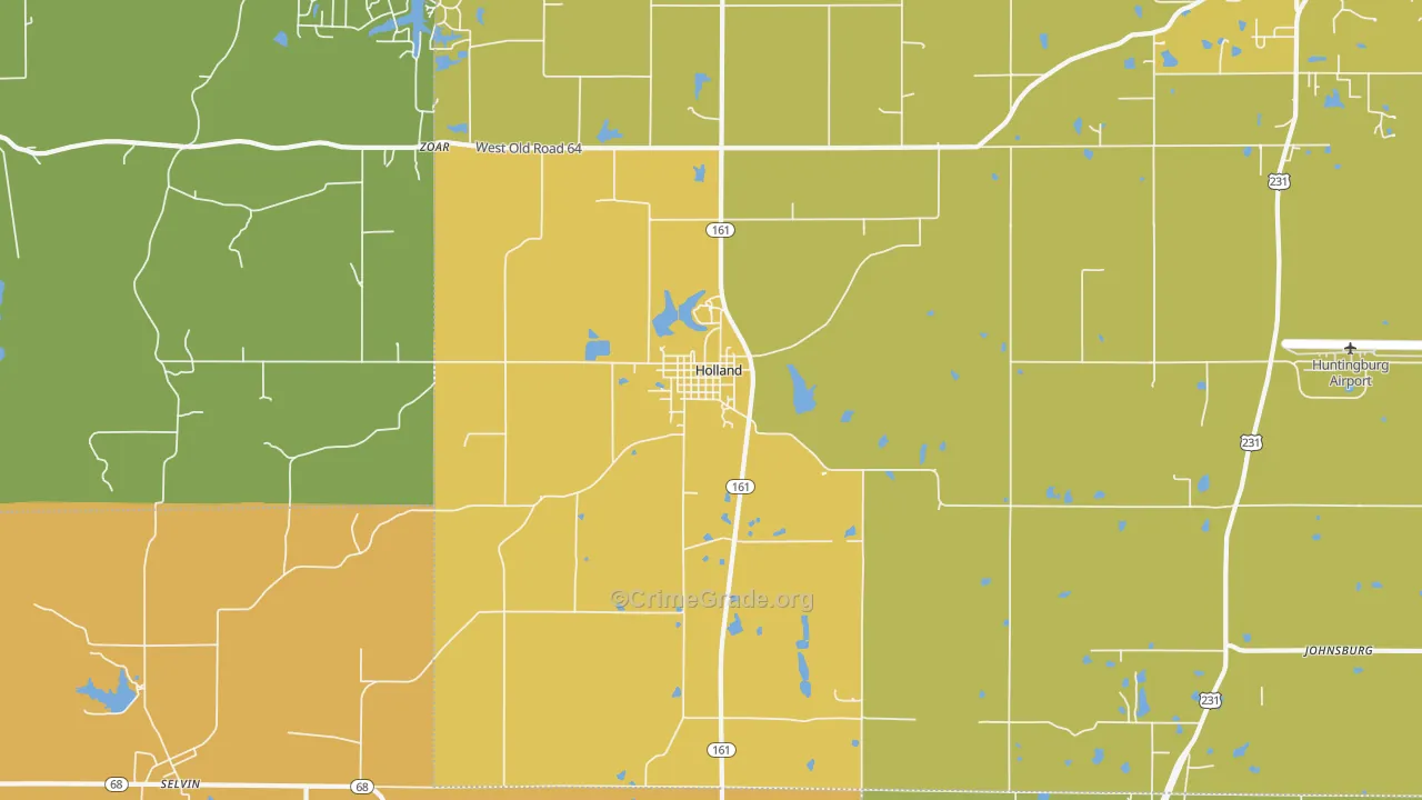 Holland, IN Map of Burglary Rates