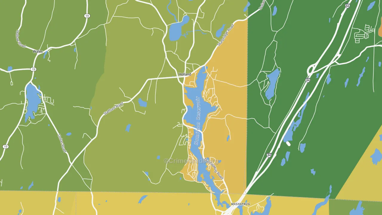 Holland, MA Map of Burglary Rates