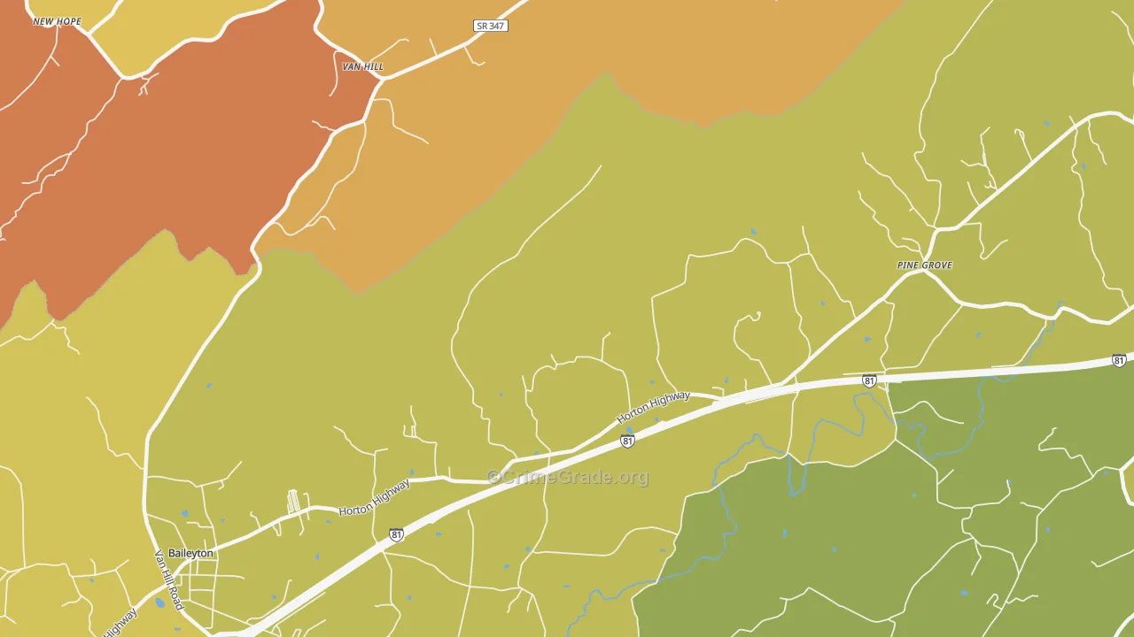 Holland Mill, TN Map of Burglary Rates