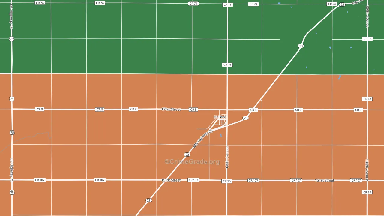 Holland, MN Map of Burglary Rates