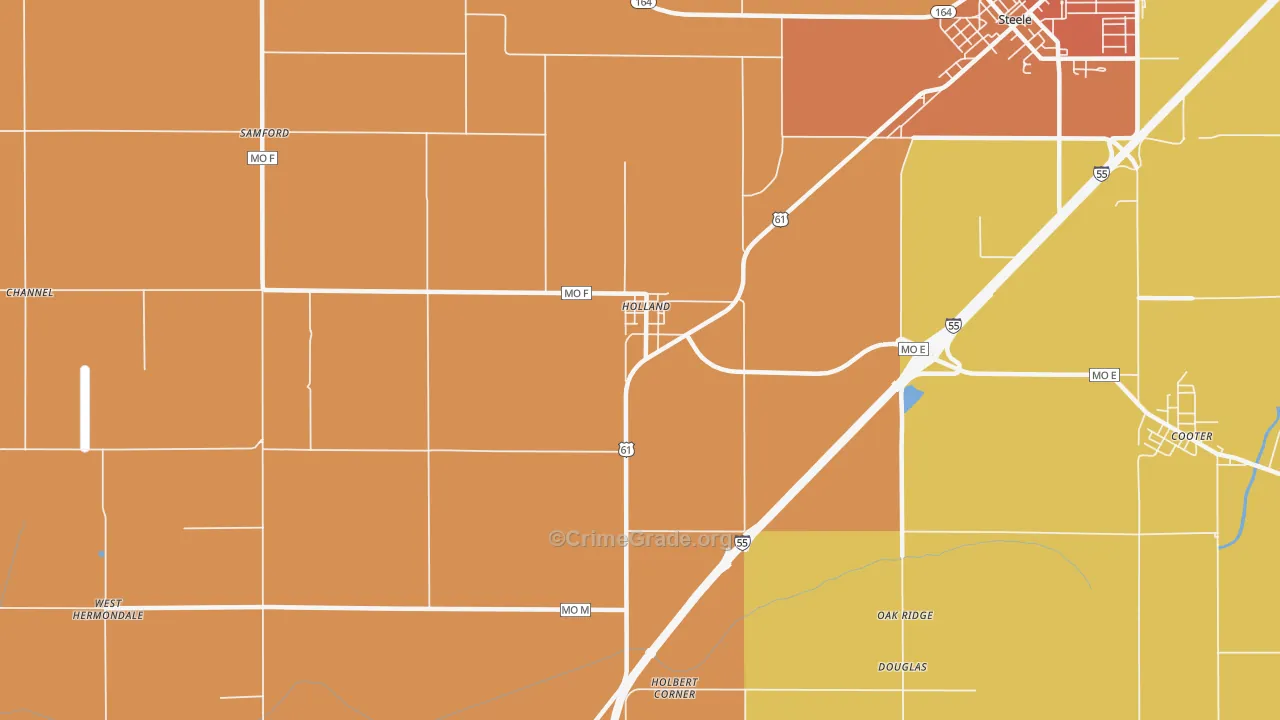 Holland, MO Map of Burglary Rates
