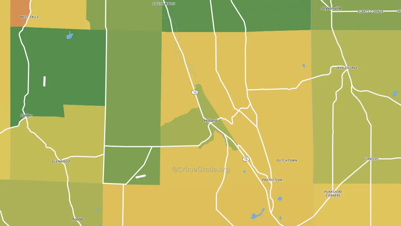Holland, NY Map of Burglary Rates