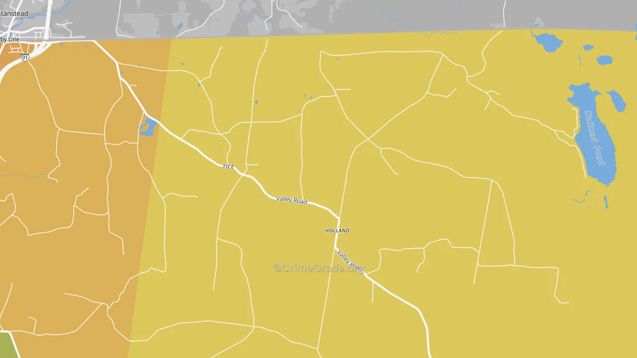 Holland, VT Map of Burglary Rates