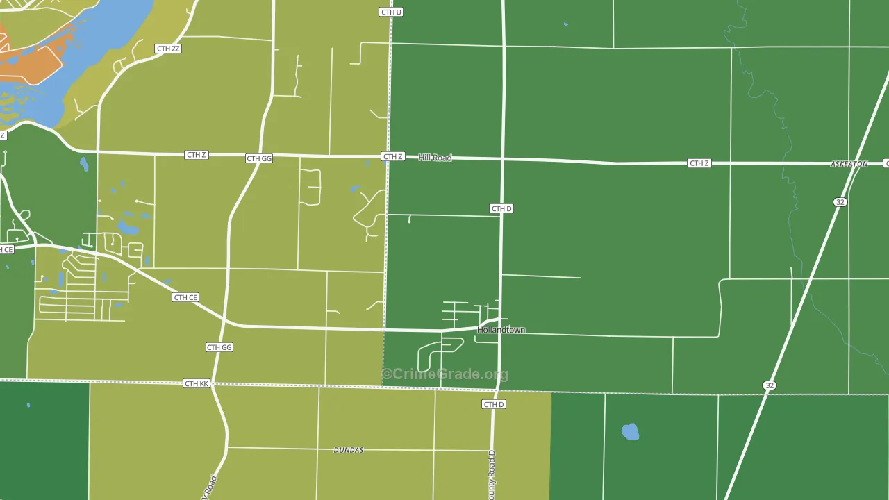 Holland, WI Map of Burglary Rates