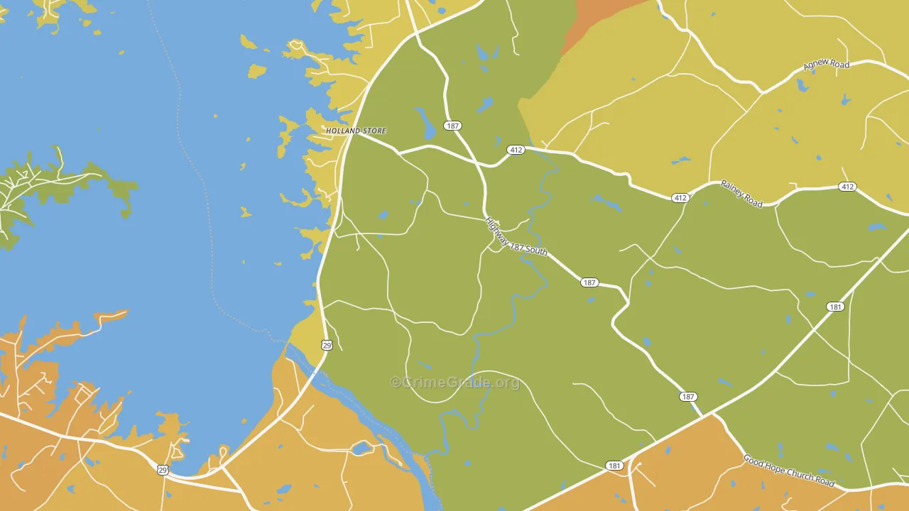 Hollands Store, SC Map of Burglary Rates