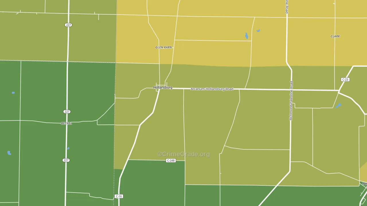 Hollansburg, OH Map of Burglary Rates