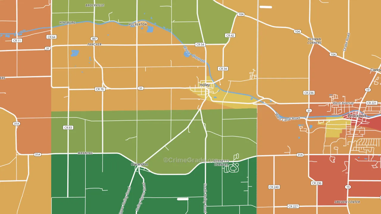 Holley, NY Map of Burglary Rates