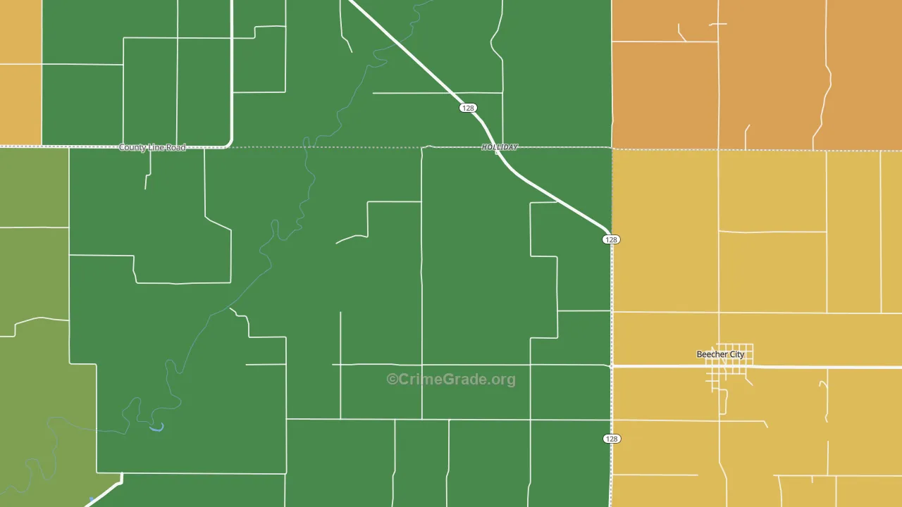 Holliday, IL Map of Burglary Rates