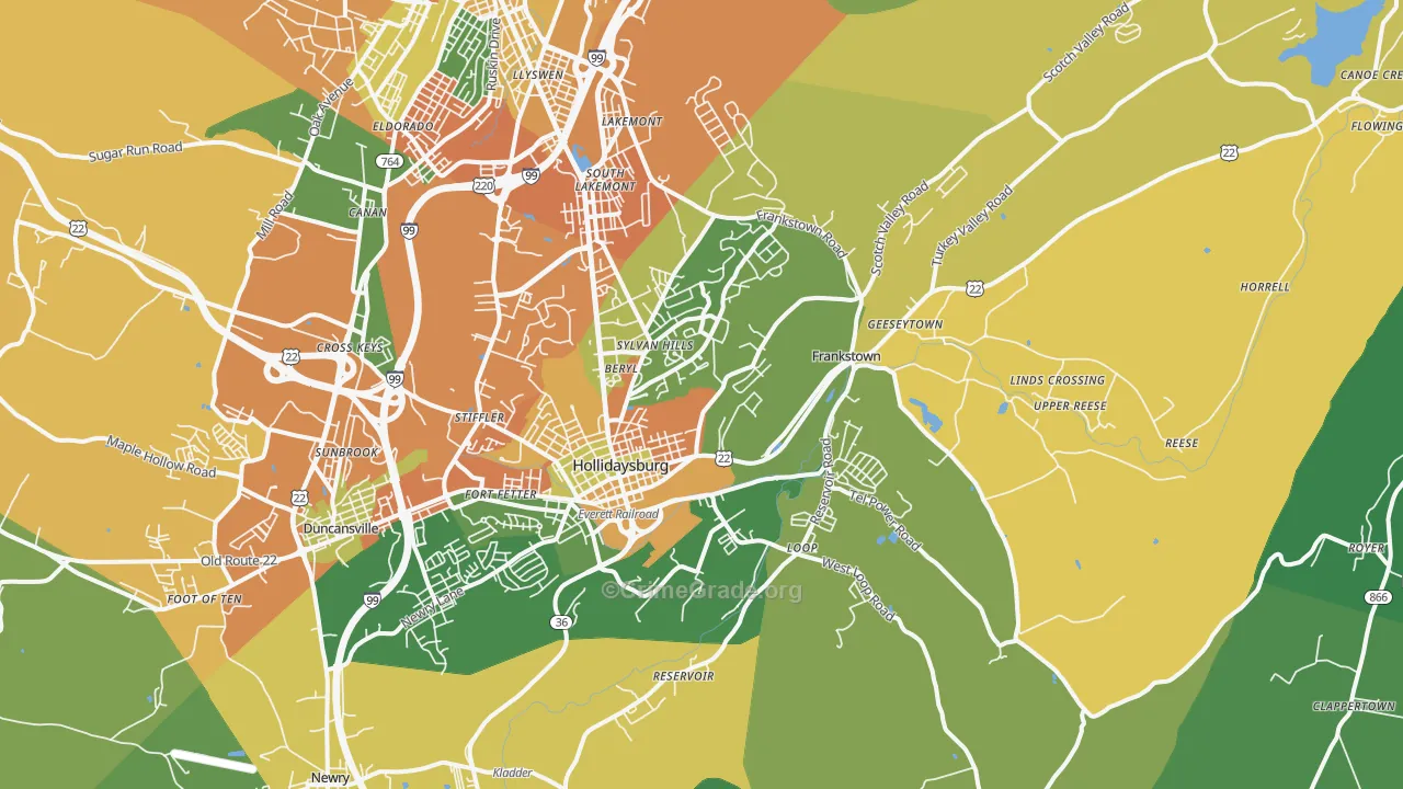 Hollidaysburg, PA Map of Burglary Rates