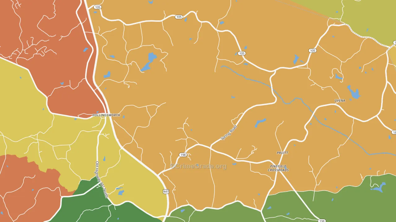 Hollingsworth, GA Map of Burglary Rates