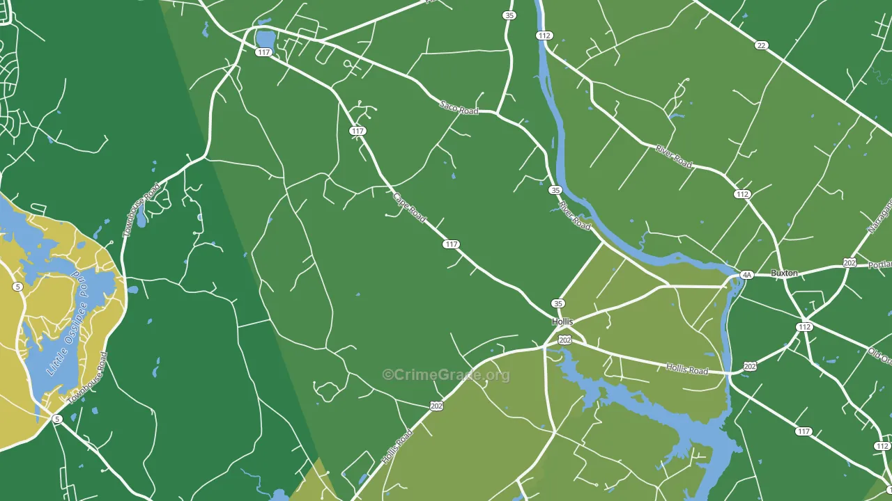 Hollis Center, ME Map of Burglary Rates