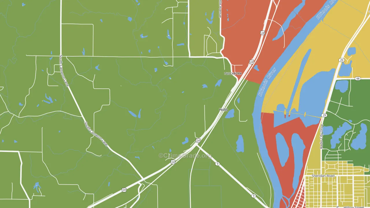 Hollis, IL Map of Burglary Rates
