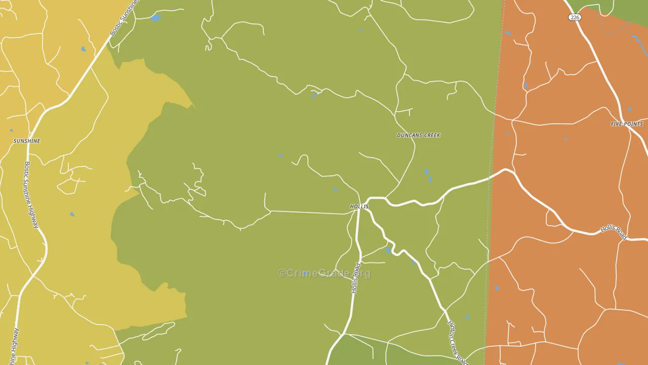 Hollis, NC Map of Burglary Rates