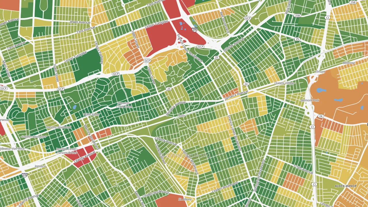 Hollis, Queens, NY Map of Burglary Rates