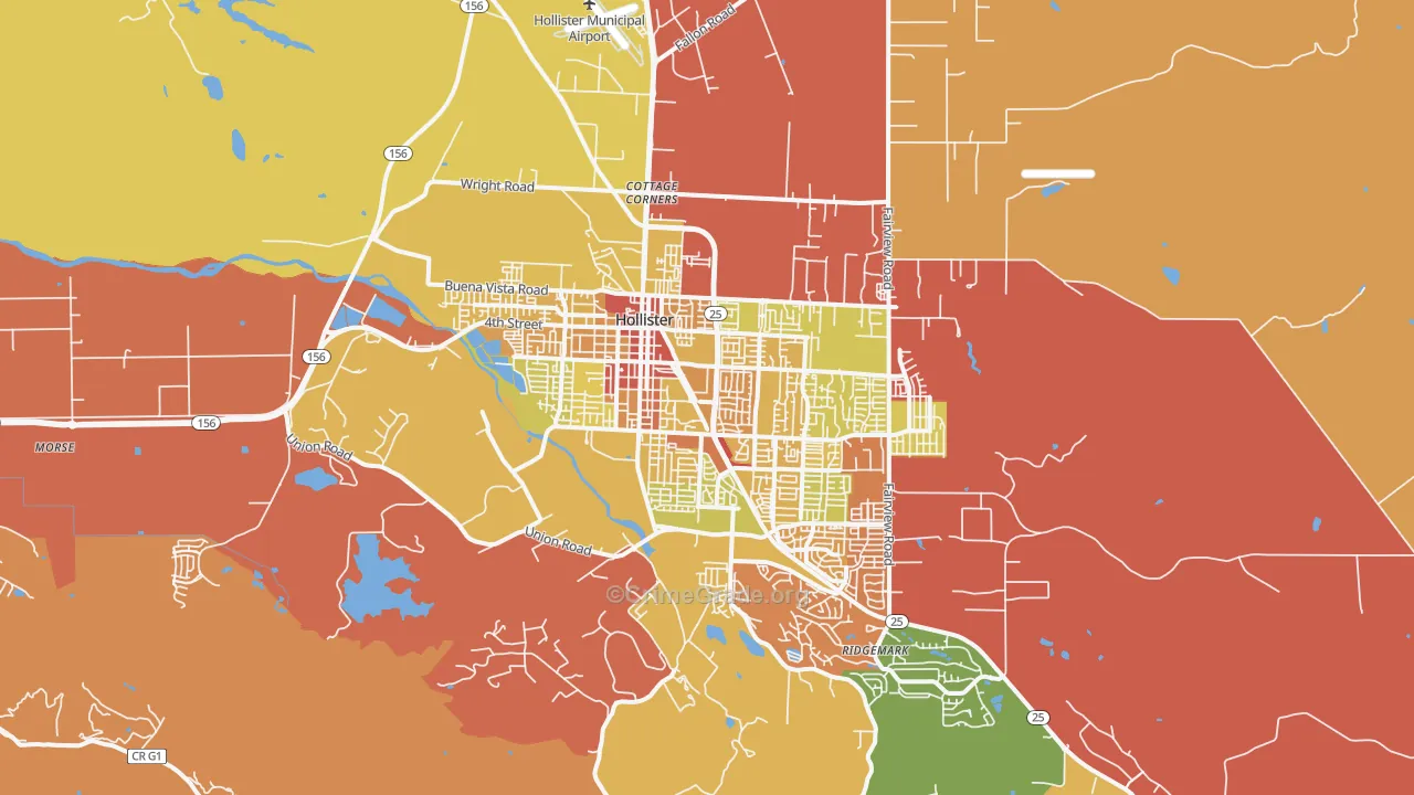 Hollister, CA Map of Burglary Rates