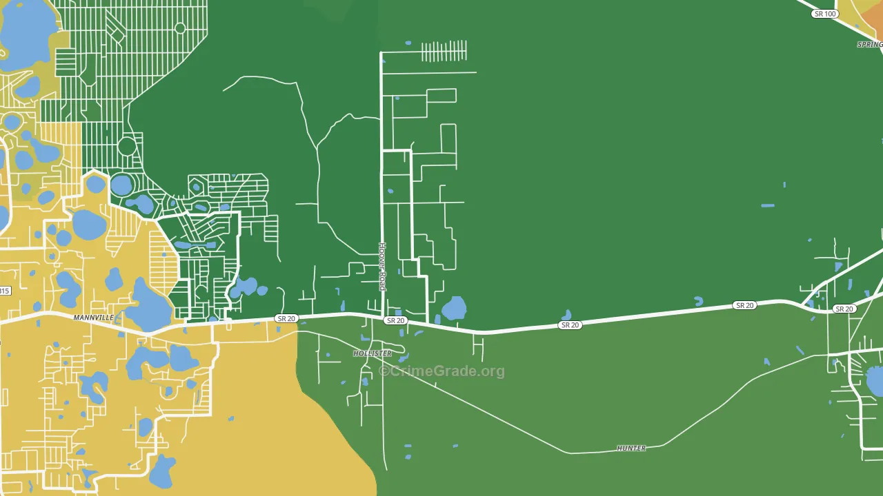 Hollister, FL Map of Burglary Rates