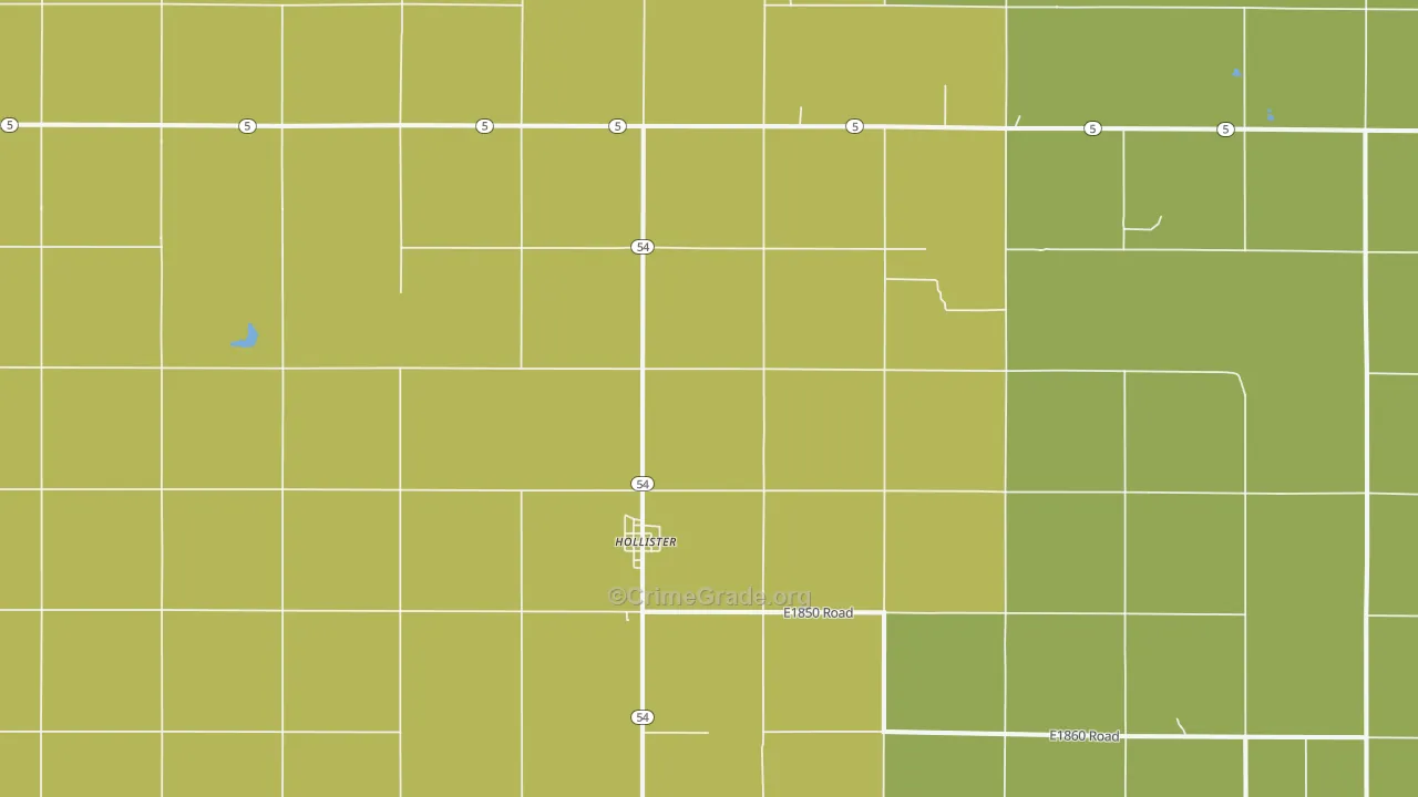 Hollister, OK Map of Burglary Rates