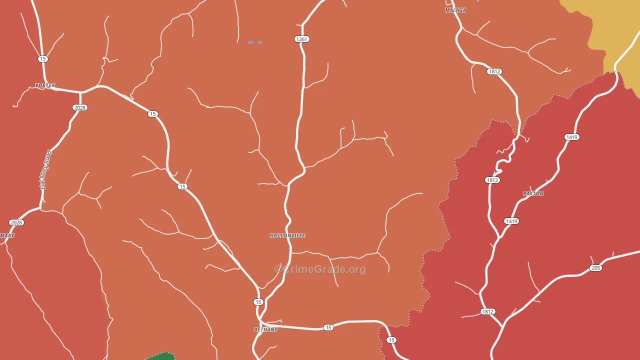Hollonville, KY Map of Burglary Rates