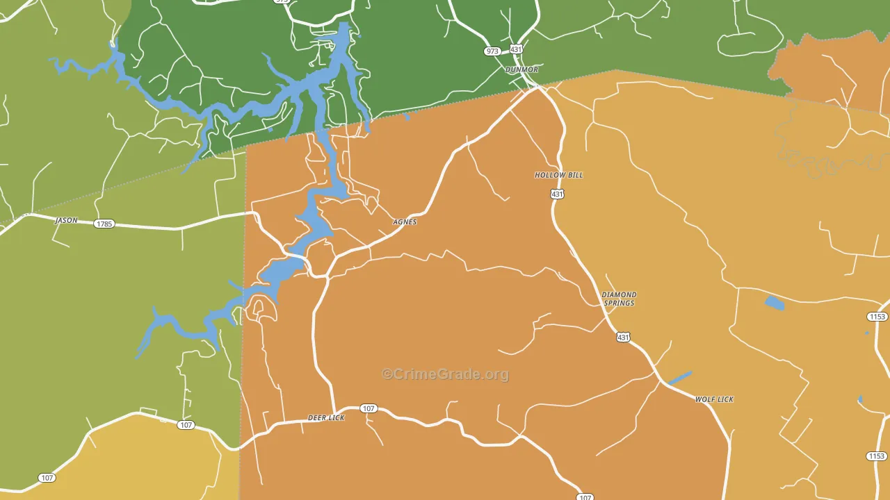 Hollow Bill, KY Map of Burglary Rates