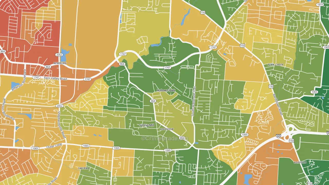 Hollow Creek, KY Map of Burglary Rates